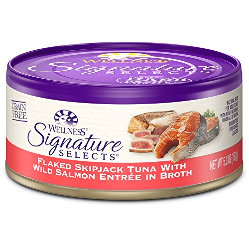 0014891431348 - WELLNESS SIGNATURE SELECTS GRAIN FREE FLAKED TUNA & WILD SALMON NATURAL WET CANNED CAT FOOD, 5.3-OUNCE CAN (PACK OF 24)