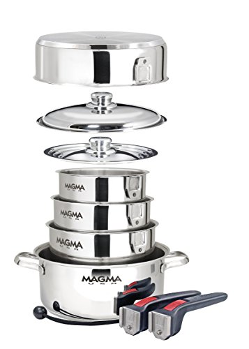 0014891446571 - MAGMA 10 PIECE GOURMET NESTING STAINLESS STEEL COOKWARE SET