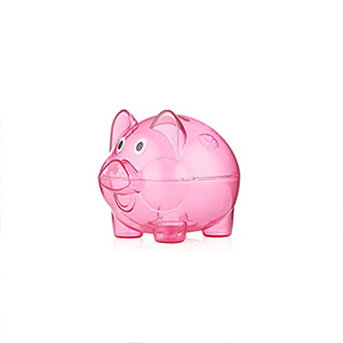 0014900462943 - TRANSPARENT PLASTIC MONEY SAVING BOX CASE COINS PIGGY BANK CARTOON PIG SHAPED ROSE RED S