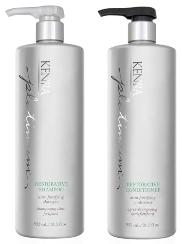0014926282037 - KENRA PLATINUM RESTORATIVE SHAMPOO & CONDITIONER SET| ULTRA FORTIFYING | INSTANTLY FORTIFIES TO RESTORE SMOOTHNESS, SUPPLENESS, & SHINE | RESTORES BROKEN HAIR BONDS FROM WITHIN | 31.5 FL. OZ