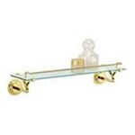 0014982169136 - WALL MOUNTING GLASS SHELF WITH BRASS MOUNTS AND RAIL