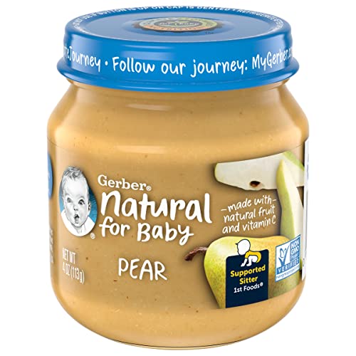 0015000006433 - GERBER NATURAL FOR BABY, 1ST FOODS, SUPPORTED SITTER, PEAR WITH VITAMIN C, 4 OUNCE JAR