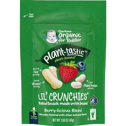 0015000338886 - GERBER TODDLER FOOD, ORGANIC LIL CRUNCHIES, PLANT-TASTIC, BERRY-LICIOUS BLEND, TODDLER SNACKS, BABY FOOD, BABY SNACKS, 1.59 OUNCE