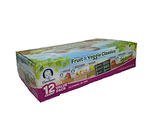 0015000937454 - GERBER FIRST FOODS ASSORTED FRUITS AND VEGETABLES VARIETY PACK, 24 TUBS, 12-2.5OZ 2 PACKS, 3.75LBS