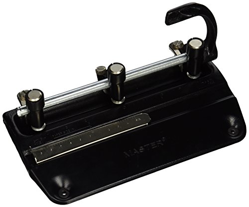 0015086203900 - MASTER ADJUSTABLE 32-SHEET 3-HOLE PUNCH, ADJUSTABLE 13/32 INCHES PUNCH HEADS, BLACK (MAT5340B)