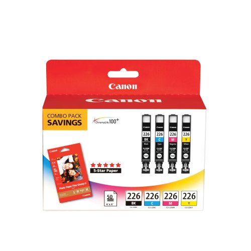 0151903022580 - CANON CLI-226 4546B007 WITH PP-201 50 SHEETS COMBO PACK-BLACK/CYAN/MAGENTA/YELLOW