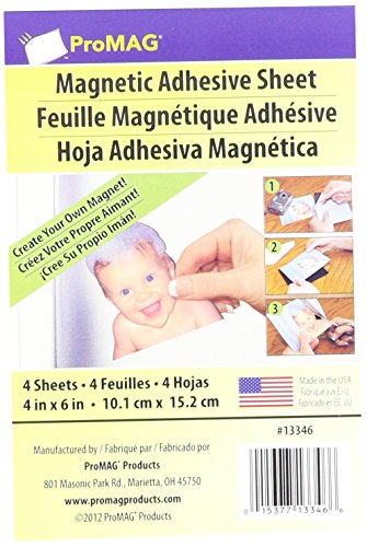 0015377133466 - PROMAG MAGNET SHEETS WITH ADHESIVE, 4IN. X 6IN., PACK OF 4