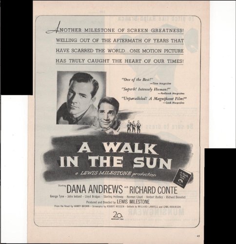 0015400027113 - DANA ANDREWS A WALK IN THE SUN MOVIE RICHARD CONTE 1946 ANTIQUE ADVERTISEMENT