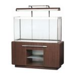 0015561158213 - FLUVAL OSAKA COMPLETE BENT GLASS AQUARIUM SET IN WALNUT WITH BRUSHED SILVER TRIM SIZE 70 GALLONS