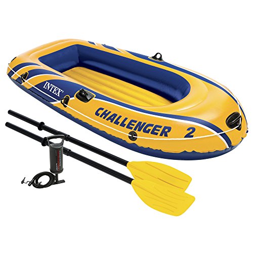 0015568864575 - INTEX CHALLENGER 2, 2-PERSON INFLATABLE BOAT SET WITH FRENCH OARS AND HIGH OUTPUT AIR PUMP