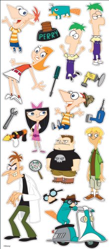 0015586890754 - DISNEY FLAT STICKERS, PHINEAS AND FERB, LARGE
