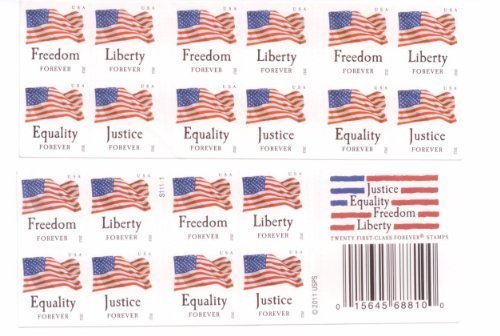 USPS US Flag 2016 Forever Stamps Book of 20