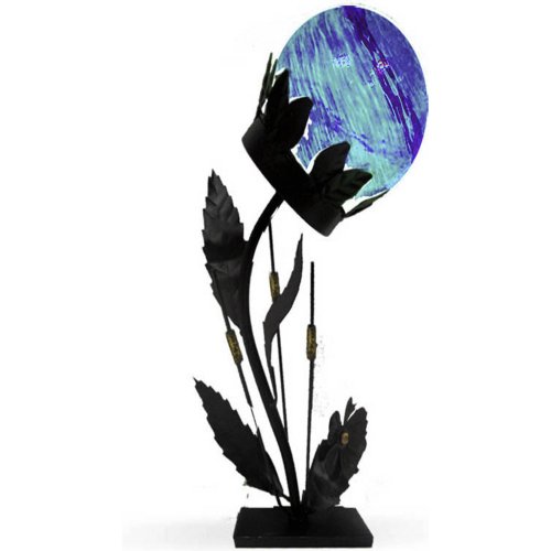 0015759014048 - GARDEN MEADOW R1368B SOLAR GLASS FLOWER OUTDOOR TABLE LAMP WITH BLUE LIGHT, 18-INCH