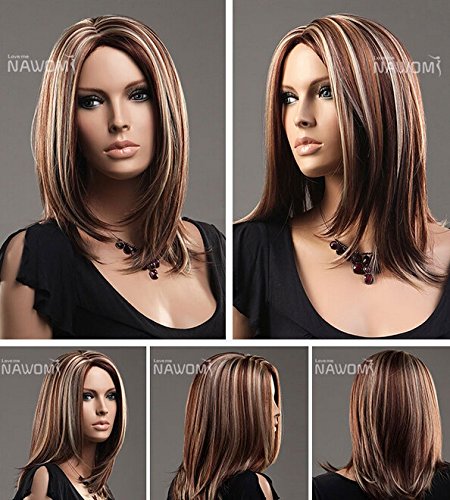 0015849180677 - EUORPEAN HOT WIGS WITH NO BANGS MEDIUM LONG BLOND WIGS FOR WOMEN,SYNTHTIC HAIR WIGS HIGH QUALITY WIGS SHOLESALEZL973-33H27H613