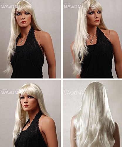 0015849181575 - PLATINUM BLONDE WIGS MISS WIGBEST SELLING WIGS LONG WOMEN WIGS WITH A BANG SYNTHTIC HAIR WIG PETITE SIZE WIGS S678-613