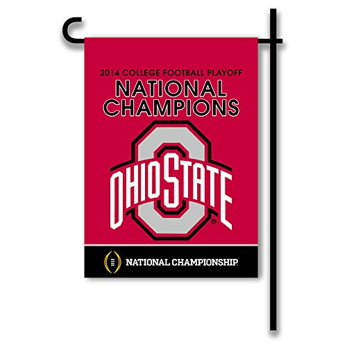 0015889459955 - NCAA OHIO STATE BUCKEYES 2014 2015 NATIONAL CHAMPIONS 2-SIDED GARDEN FLAG, ONE SIZE