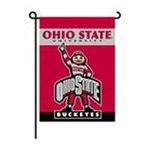0015889831553 - OHIO STATE BUCKEYES OSU NCAA 2-SIDED GARDEN FLAG SET WITH GARDEN POLE