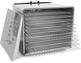 0015913327045 - STAINLESS STEEL FOOD DEHYDRATOR - 10 TRAYS: CHROME SHELVES WITH 3/4 HOLES