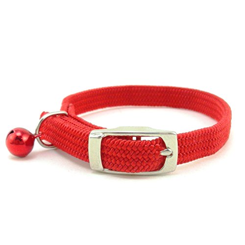 0015958400208 - SCOTT STRETCH ELASTIC NYLON CAT SAFETY COLLAR WITH BELL, 10 X 3/8, RED