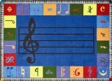 0015961247227 - JOY CARPETS KID ESSENTIALS MUSIC AND SPECIAL NEEDS ELEMENTARY NOTE WORTHY RUG, MULTICOLORED, 5'4 X 7'8