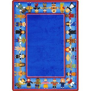 0015961487340 - JOY CARPETS 1622CC CHILDREN OF MANY CULTURES 5 FT.4 IN. X 7 FT.8 IN. OVAL 100 PCT. STAINMASTER NYLON MACHINE TUFTED- CUT PILE EDUCATIONAL RUG