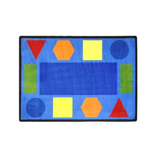 0015961504474 - JOY CARPETS KID ESSENTIALS EARLY CHILDHOOD SITTING SHAPES RUG, MULTICOLORED, 5'4 X 7'8