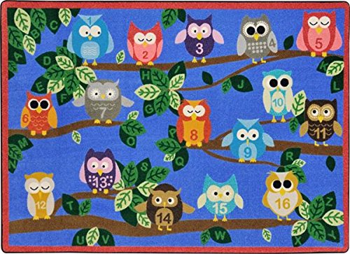 0015961586036 - JOY CARPETS KID ESSENTIALS EARLY CHILDHOOD IT'S A HOOT RUG, MULTICOLORED, 7'8 X 10'9