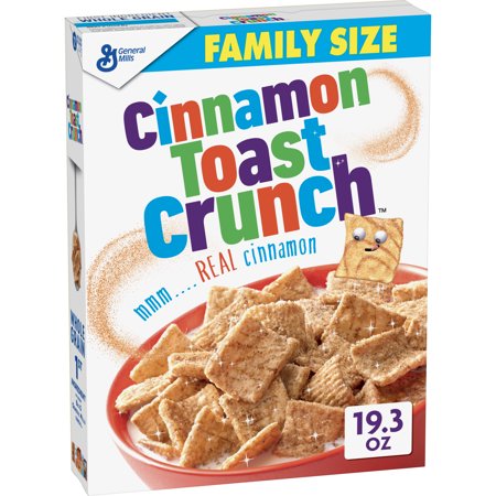 0016000122536 - GENERAL MILLS, CINNAMON TOAST CRUNCH BREAKFAST CEREAL, WITH WHOLE GRAIN, FAMILY SIZE, 19.3 OZ