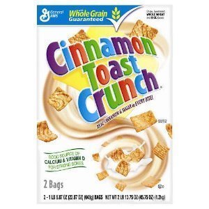 0016000123977 - GENERAL MILLS CINNAMON TOAST CRUNCH CEREAL 45.75 TOTAL OUNCE TWO BAG VALUE BOX 45.75