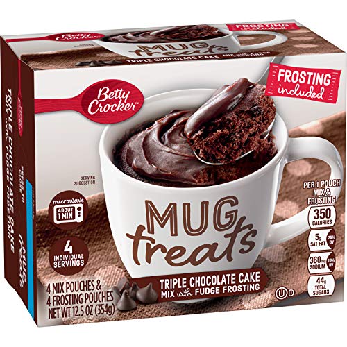 0016000135666 - BETTY CROCKER BAKING MUG TREATS TRIPLE CHOCOLATE CAKE MIX WITH FUDGE FROSTING, 12.5 OZ, 4 CT