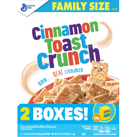 0016000147935 - CINNAMON TOAST CRUNCH CEREAL, 2 BOXES - 38.6 OZ