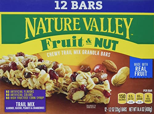 0016000154834 - NATURE VALLEY CHEWY GRANOLA BARS, FRUIT & NUT TRAIL MIX, 14.4 OZ, 12 CT