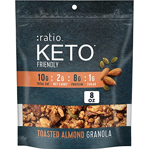 0016000171558 - :RATIO KETO FRIENDLY TOASTED ALMOND GRANOLA CEREAL, 8 OZ RESEALABLE CEREAL BAG