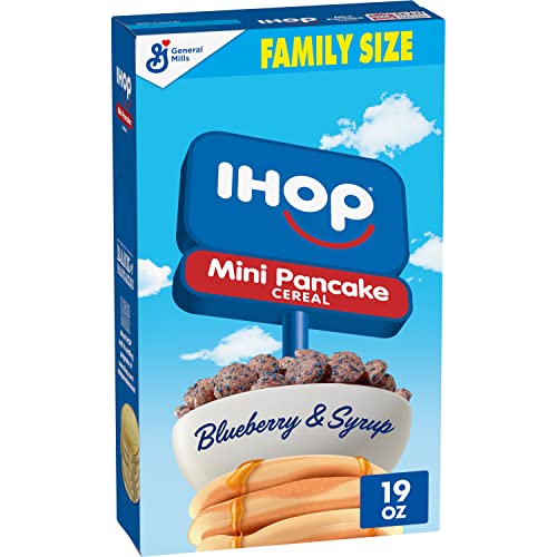 0016000196384 - GENERAL MILLS IHOP BLUEBERRY AND SYRUP MINI PANCAKE BREAKFAST CEREAL FAMILY SIZE, 19 OZ