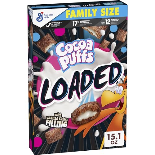 0016000206823 - COCOA PUFFS LOADED CEREAL, CHOCOLATEY CEREAL WITH ARTIFICIALLY FLAVORED VANILLA CRÈME FILLING, MADE WITH WHOLE GRAIN, FAMILY SIZE, 15.1 OZ