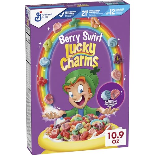 0016000209299 - LUCKY CHARMS BERRY SWIRL BREAKFAST CEREAL WITH MARSHMALLOWS, KIDS BREAKFAST CEREAL, MADE WITH WHOLE GRAIN, 10.9 OZ