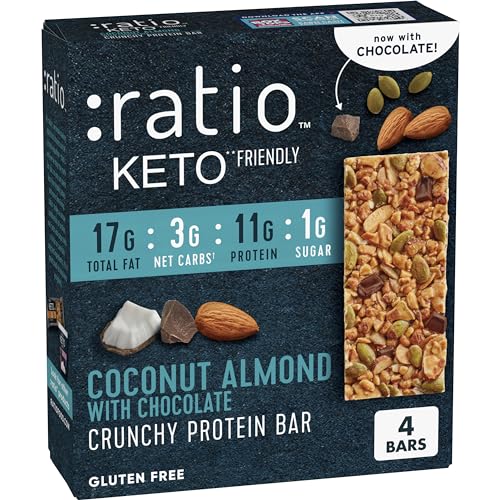 0016000219625 - :RATIO KETO FRIENDLY COCONUT ALMOND WITH CHOCOLATE CRUNCHY BAR 4 COUNT