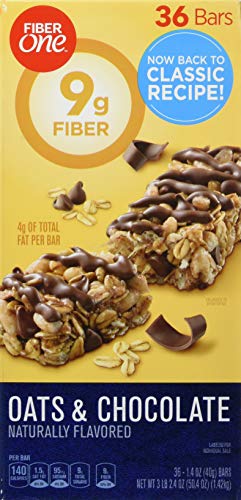 0016000436169 - FIBER ONE CHEWY BARS, OATS AND CHOCOLATE, 36-1.4OZ BARS