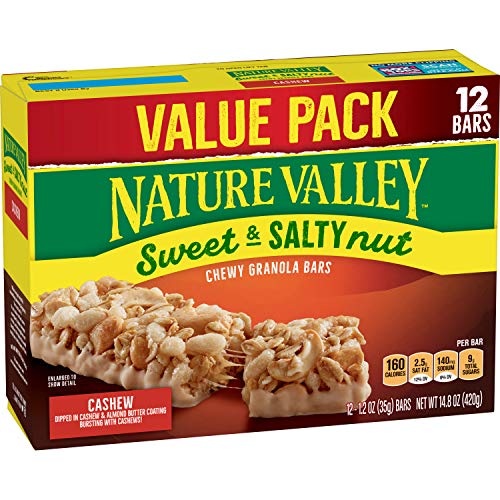0016000491854 - NATURE VALLEY CASHEW SWEET & SALTY NUT GRANOLA BARS 12 PIECE BOX, 14.8 OUNCE