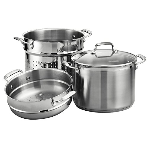0016017014053 - TRAMONTINA GOURMET TRI-PLY BASE STAINLESS STEEL 4-PIECE 8-QUART MULTI-COOKER