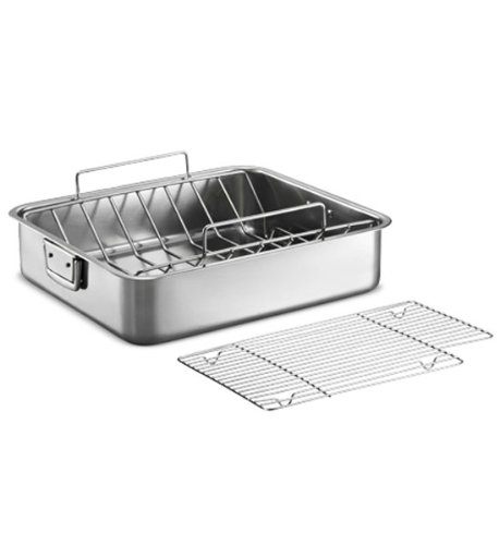0016017067462 - TRAMONTINA GOURMET PREMIUM 18/10 STAINELESS STEEL 16.5-INCH ROASTING PAN WITH BASTING GRILL AND V-RACK