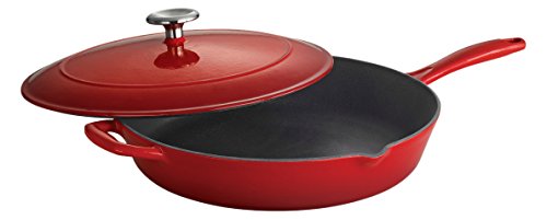 0016017074903 - TRAMONTINA ENAMELED CAST IRON COVERED SKILLET, 12-INCH, GRADATED RED