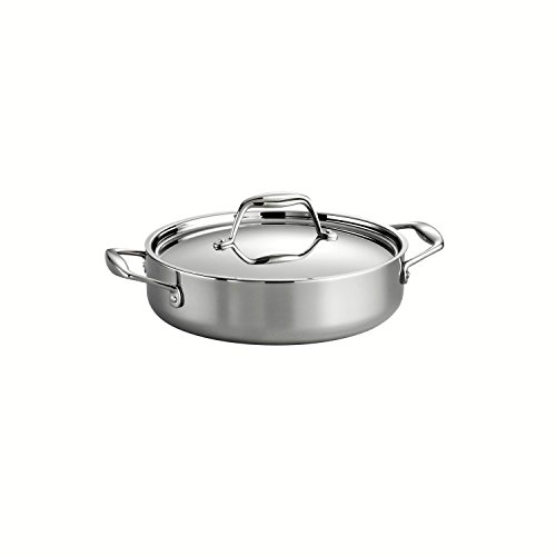 0016017101081 - TRAMONTINA 80116/009DS GOURMET 18/10 STAINLESS STEEL INDUCTION-READY TRI-PLY CLAD COVERED BRAISER, 3-QUART, STAINLESS