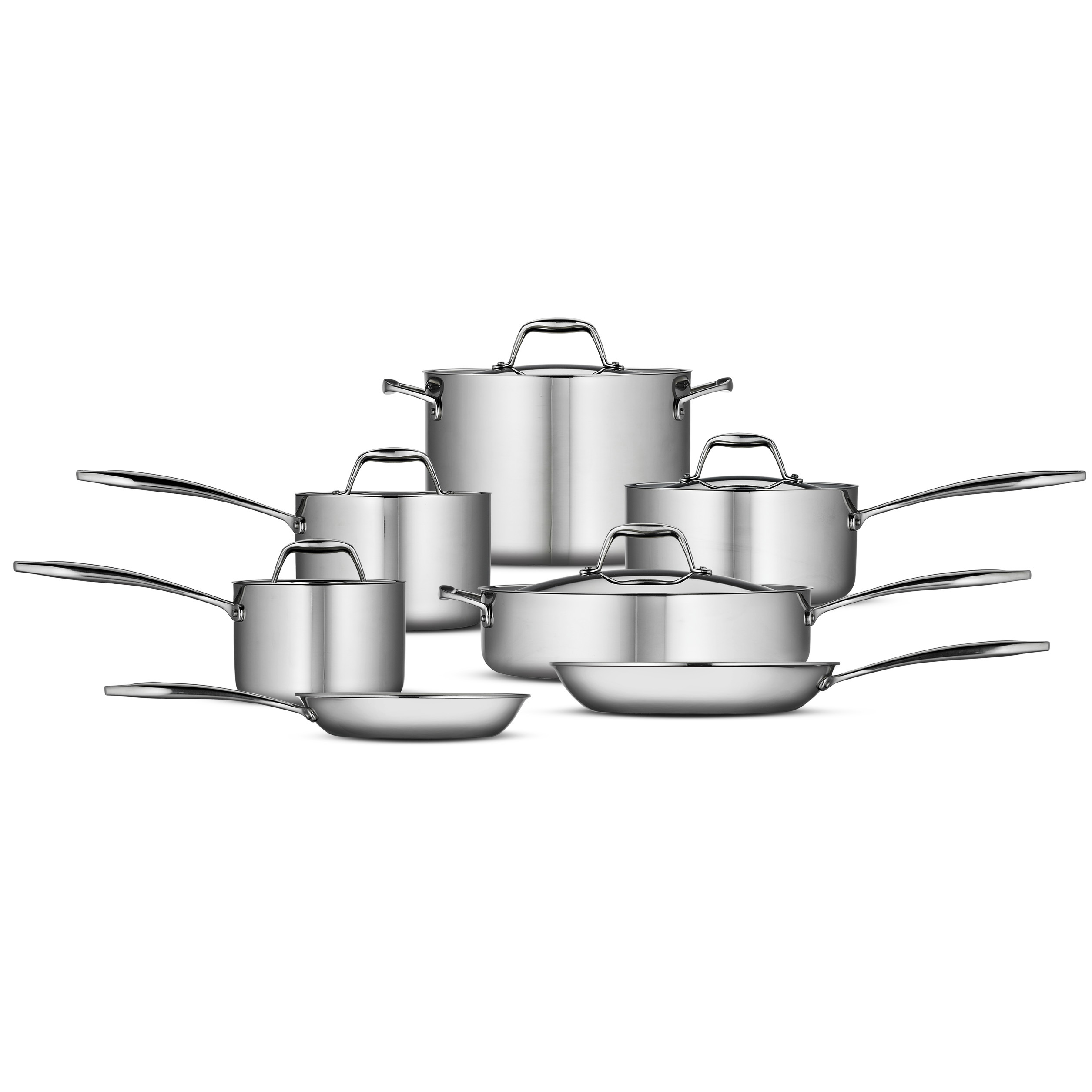 0016017101210 - GOURMET -TRI-PLY CLAD 18/10 STAINLESS STEEL, INDUCTION-READY 12 PC COOKWARE SET