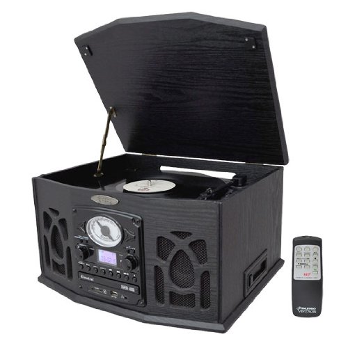 0160921444595 - PYLE HOME PTCDS5U VINTAGE TURNTABLE WITH CD/CASSETTE/RADIO/AUX-IN/USB/SD/MP3 AND VINYL TO MP3 ENCODING(BLACK)