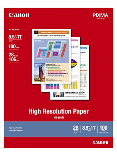0163120582433 - CANON HR-101 HIGH RESOLUTION PAPER FOR BUBBLE JET PRINTERS (1033A011, 100-SHEETS)