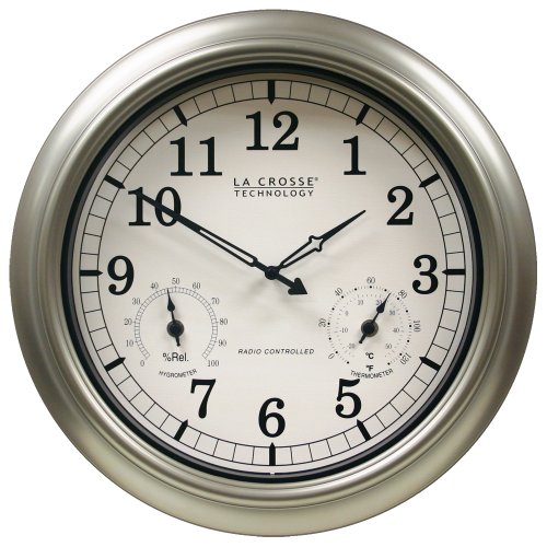0163120869640 - LA CROSSE TECHNOLOGY WT-3181PL-INT 18 INCH ATOMIC OUTDOOR CLOCK WITH TEMPERATURE & HUMIDITY