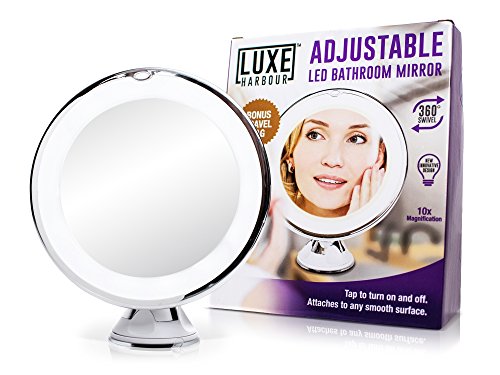 0016463225584 - LUXE HARBOUR 360 ROTATION LED 10X MAGNIFYING MAKEUP MIRROR