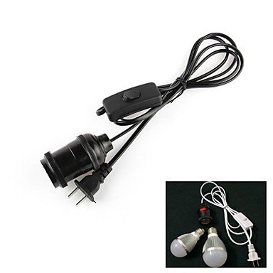0016514124316 - MCH-US PLUG TO E27 LED LAMP BASE HOLDER EXTEND CABLE W/ DUAL SWITCH - BLACK (160CM-CABLE / 110~240V)