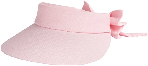 0016698004985 - SCALA WOMEN'S DELUXE BIG BRIM COTTON VISOR WITH BOW, PINK, ONE SIZE